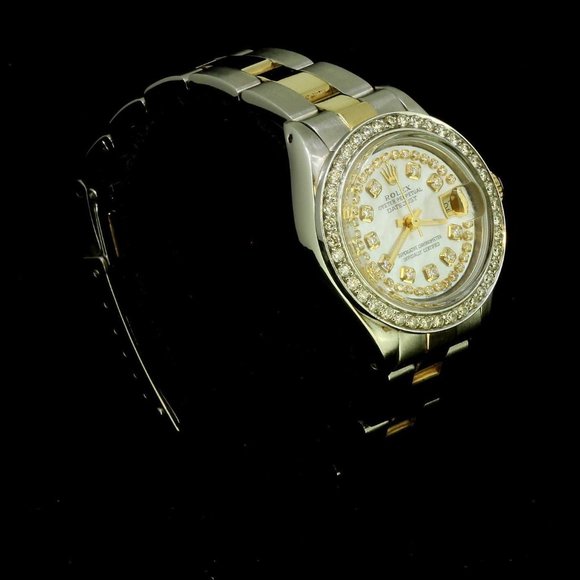 Rolex Ladies Datejust Oyster Stainless Gold Diamond Dial Bezel Watch main image 9